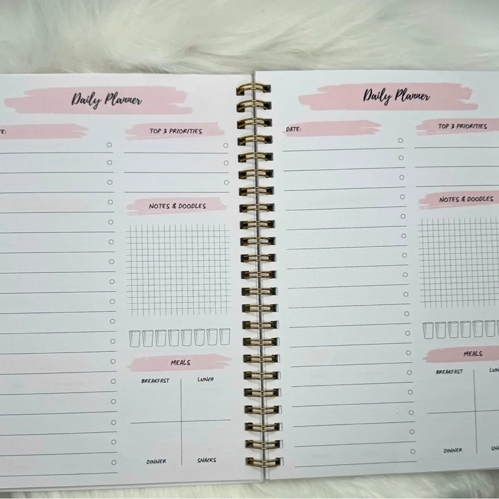 Daily Planner Undated With Black Gel Pens Bundle Set